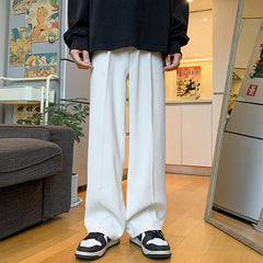 Advbridge New Men Suit Pants Solid Full Baggy Wide Leg Trousers Straight mop pants Bottoms Streetwear Oversize Unisex Casual Pants