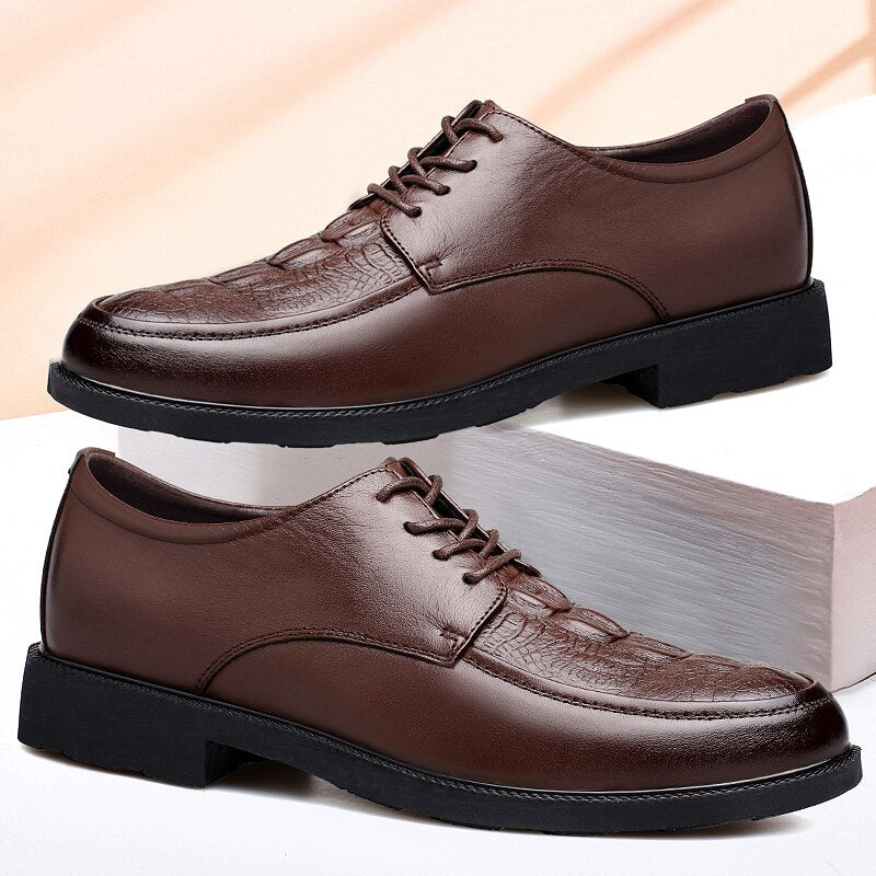 Advbridge Luxury Brand Genuine Leather Business Formal Shoes Big Size 47 Office Work Shoes 100% Cow Leather Men Shoes Increase 4.5CM Shoes