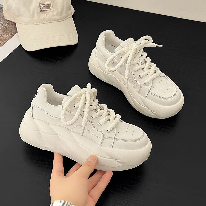 Advbridge Genuine leather small white shoes female new cowhide thick bottom women's shoes match fashion sports casual board shoes ins