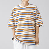Advbridge Spring Summer Fashion Solid Casual Men's Loose Tess Sporty Cool Boys Soft College Style Pullover Striped Knitted Top Unisex