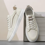 Advbridge Fashion Mens Casual Shoes Simple Leather Men Sneakers Youth Teenage Vulcanize Shoes Comfortable Male Skateboard Footwear Lace-Up