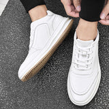 Advbridge Mens Casual Shoes Genuine Leather Lace-up Classic Sports White Sneakers Fashion Casual Man Basic All-match Comfy Men Shoes