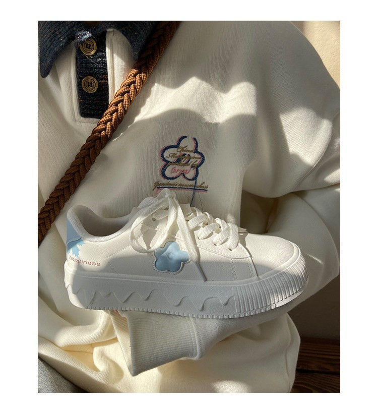 Advbridge Flower Design White Korean Sports Shoes Spring Women Sneakers Platform Vulcanize Flat Casual Canvas Tennis Basket Kawaii