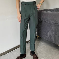 Advbridge Men's Solid Color Suit Pant Slim Fit Feet Casual British 2023 Spring High Waist Pants Office-trousers Men Dress Pant Trousers