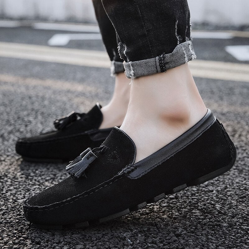 Advbridge Summer Fashion suede loafers mens Soft Bottom Casual shoes Breathable all-match boat shoes Lightweight driving flats Mocasins