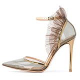 Advbridge Gray Transparent PVC Stiletto High Heel Spring And Summer New Women's Large Size  Party Banquet Shoes