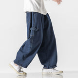 Advbridge Big Pocket Straight Jeans Oversize Trend Fashion Casual Mopping Overalls Trousers Hiphop High Street Loose Washed Denim Pants