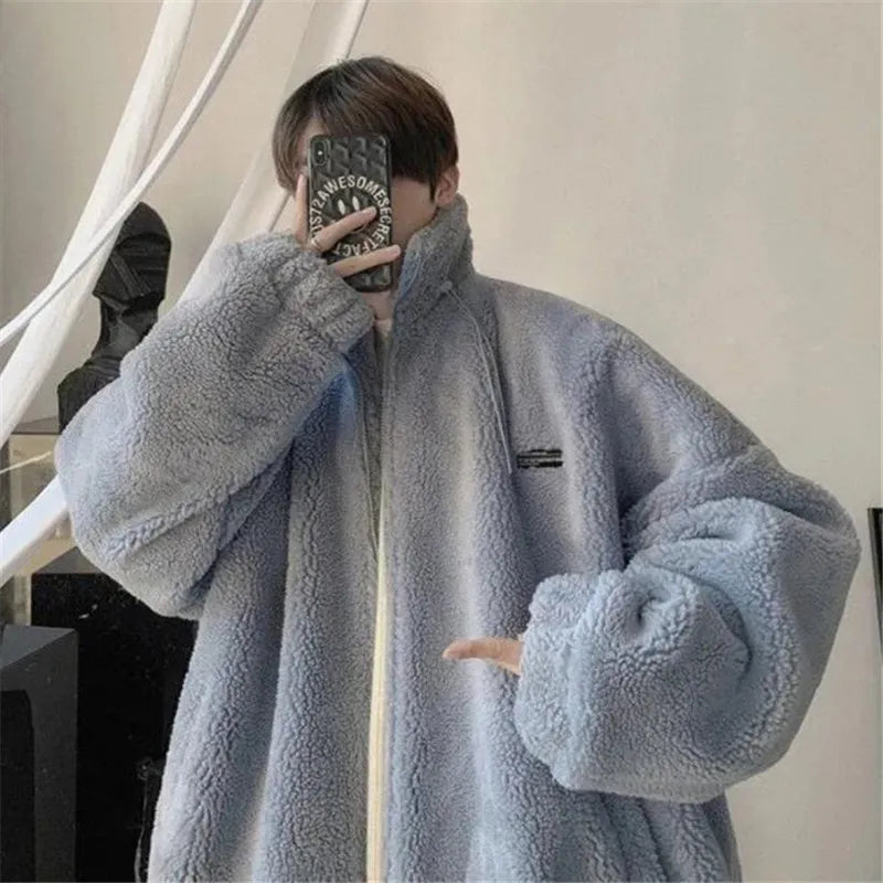 Advbridge Winter Warm Coats for Men Leisure Lamb Wool Outerwear Male Loose Zipper Padded Jacket Chic  Trendy Men's Clothing