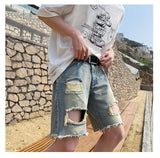 Advbridge Summer Hole Shorts Jeans Men Ripped Denim Pants Fashion Black/Blue Men's Jeans Short Pants Streetwear Straight Jeans Men