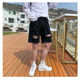 Advbridge Summer Hole Shorts Jeans Men Ripped Denim Pants Fashion Black/Blue Men's Jeans Short Pants Streetwear Straight Jeans Men