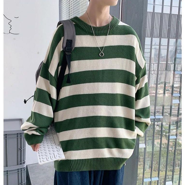 Advbridge Spring Autumn Winter Fashion Man Casual Men's Loose Tess Cool Boys Pullover Knitted Sweater Soft Stripes Tops
