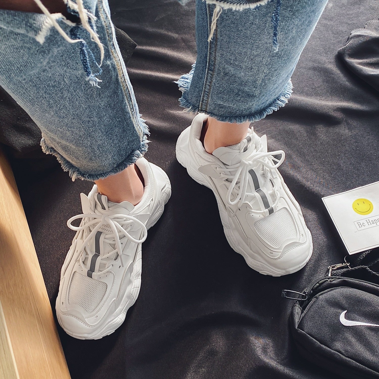 Advbridge Autumn Men Platform Sneakers Mesh Breathable Chunky Shoes Male Trainers Outdoor Lace Up Sports Shoes Walking Footwear