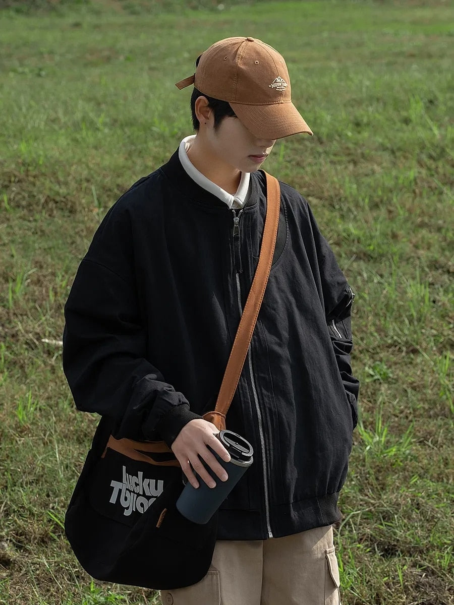 Advbridge Spring Autumn Fashion Men's Solid Casual Shirt Loose Pockets Jacket Coat Cool Boy Soft Zipper