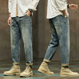 Advbridge Baggy Jeans Men Loose Fit Harem Pants Blue Wide Leg Jeans Male Denim Trousers Men's Clothing Streetwear Kpop Style