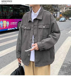Advbridge Autumn Winter Men's Solid Casual Loose Pockets Jacket Retro Button Coat Boy