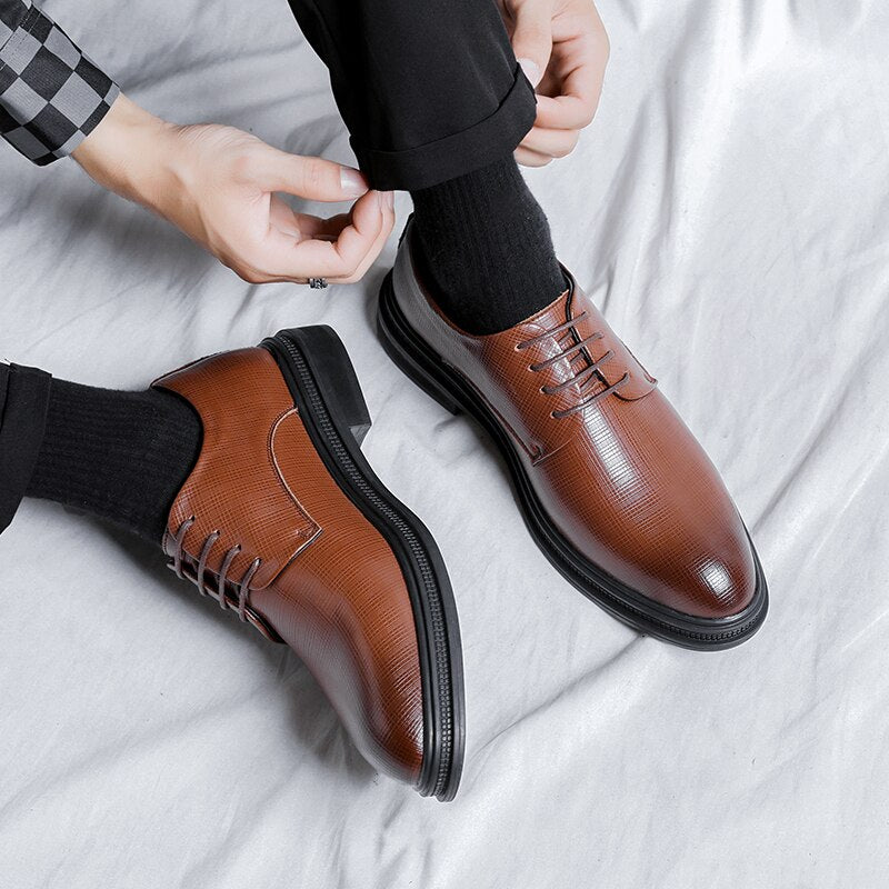 Advbridge Slip on Men Dress Shoes Men Oxfords Fashion Business Dress Men Shoes New Classic PU Men'S Suits Shoes Man Shoes Size 38-44