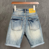 Advbridge Summer Shorts Men Denim Shorts Jeans Stretch Light Blue Loose Fit Shorts Streetwear Casual Mens Shorts Pants Kenn Length