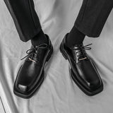Advbridge Summer Spring Men Platform Leather Shoes Breathable Office Bussiness Formal Shoe Square Toe Male Black White Wedding Dress Shoes