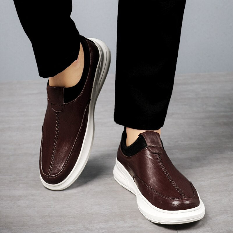 Advbridge men Loafers Genuine Leather Slip On Casual Men Shoes Brand Blue Loafers Man Mocasines Hombre Breathable Flats Male Footwear