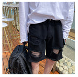 Advbridge Summer Hole Shorts Jeans Men Ripped Denim Pants Fashion Black/Blue Men's Jeans Short Pants Streetwear Straight Jeans Men