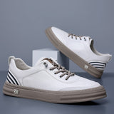 Advbridge Color Matching Men Casual Leather Shoes Handmade Male Sneakers New Arrival Fashion Flats Skate Shoes Men Leisure Vulcanize Shoes
