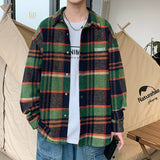 Advbridge New Men Casual Plaid Flannel Shirt Spring Autumn Long Sleeve Shirt Men Clothing Harajuku Black Shirt Korean Style Streetwear 3XL