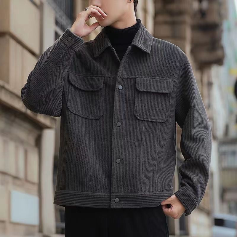 Advbridge New Spring and Autumn Corduroy Jackets Man Turn-down Collar Jacket for Men's Korean Fashion Jacket Outerwear Windbreak Coat