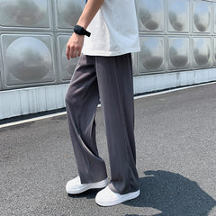 Advbridge Summer Ice Silk Straight Pants Plus Size 5XL-M Men's Streetwear Thin Casual Pants Men Loose Breathable Wide Leg Pants