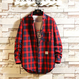 Advbridge Spring Men's Flannel Cotton Long Sleeve Plaid Shirt  High Quality Button Down Casual Shirt For Men Slim Fit  Fashion All-match