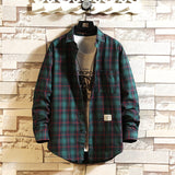 Advbridge Spring Men's Flannel Cotton Long Sleeve Plaid Shirt  High Quality Button Down Casual Shirt For Men Slim Fit  Fashion All-match