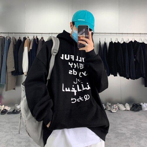 Advbridge Letter Print Zip Up Hoodies for Mens Korean Fashion Trends Streetwear Teenage Oversized Track Sweatshirts Spring Casual Clothing