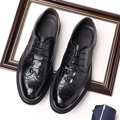 Advbridge Hollow Out Genuine Leather Men Shoes Breathable Formal Business Work Chaussures Square Heel Flats Sapato Social Masculino