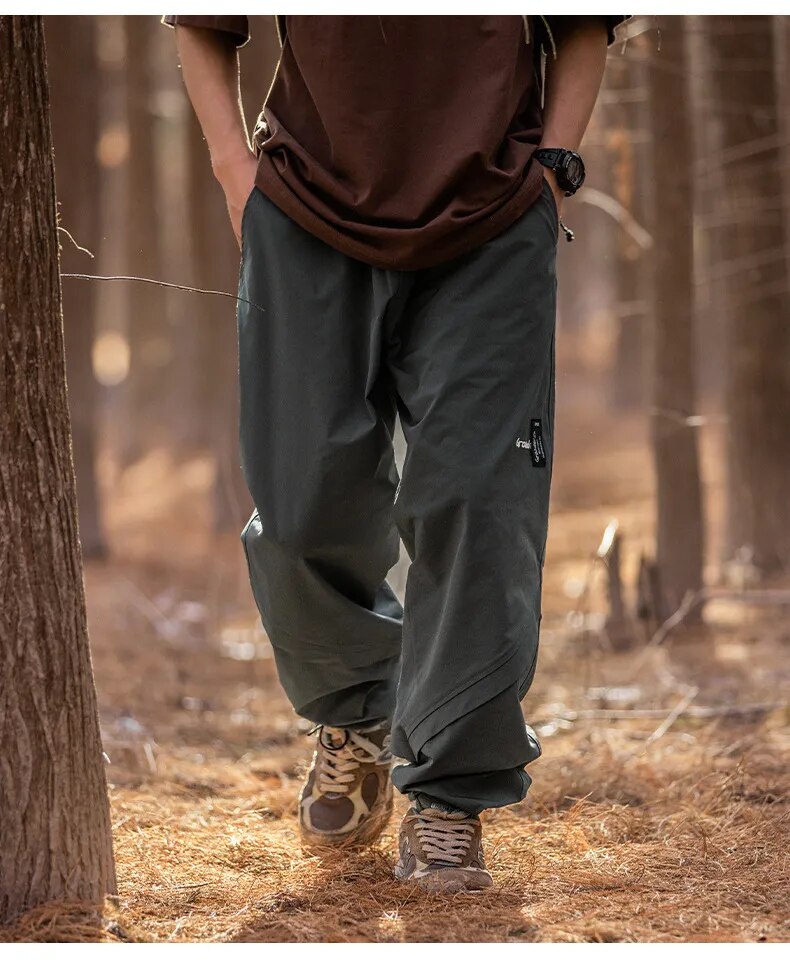 Advbridge All Season Casual Soft Solid Men's Cool Boys Drawstring Pocket Safari Style Legging Pants Loose Pleats Simple Breathable