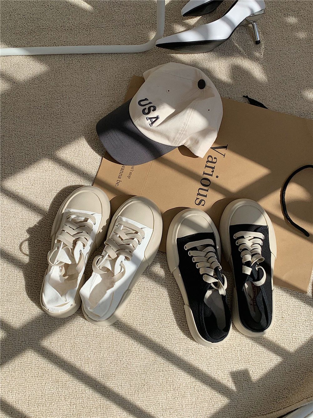 Advbridge Autumn Korean Women's Sneakers Khaki Black Platform Casual Canvas Sports Shoes Running Vulcanize Kawaii Lolita Flat Basket