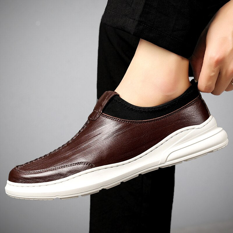 Advbridge men Loafers Genuine Leather Slip On Casual Men Shoes Brand Blue Loafers Man Mocasines Hombre Breathable Flats Male Footwear