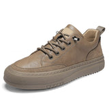 Advbridge Hot Fashion Business Men Boots Lace-Up Casual Platform Ankle Man Shoes Leather Casual Boots Street Lightweight Boots Size 38-44