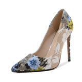 Advbridge Plus Size 40 - 46 Pumps For Women Shoes Pointed-toe Embroider Womans Catwalk High Heels Thin Heel Sexy Female Club Heeled Shoes