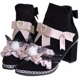 Advbridge Japanese Sweet Style Lolita Girls Shoes Cosplay Cute Bowknot Pearls Love Ruffle Kawaii Hairball Rabbit Ear 8cm High Heel Shoes
