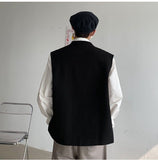 Advbridge Spring Autumn Fashion Men's Sloid Cool Boy Casual Loose Safari Style Tess Button Vest Jacket Pocket Versatile
