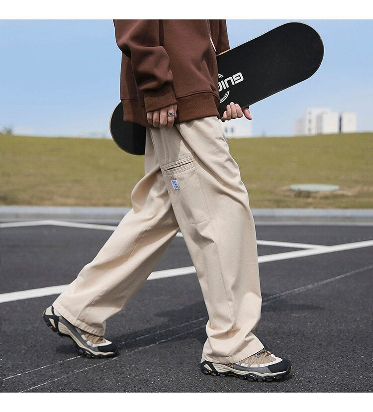 Advbridge Men's Fashion Trend Vintage Casual Pants Loose Cargo Hip Hop Style Trousers Mens Black/Apricot/brown Color Sweatpants M-2XL
