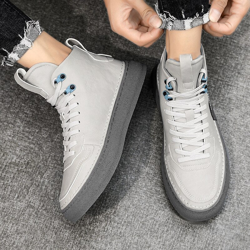 Advbridge Comfy Sneakers Men Spring Autumn Fashion Mens Shoes  Casual Leather Anti-Skid Men's Footwear All-match Lace-Up Casual Shoes Male