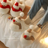 Advbridge Women Winter Warm Slippers Cute Snowman Christman Shoes Couples Indoor Home Floor Slipper Thick Sole Female Male Party Slides