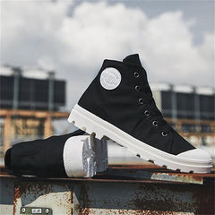 Advbridge Man Shoes Spring Autumn High Top Mens Vulcanize Shoes Fashion Canvas Shoes Lace-up Male Flats Sport Sneakers Solid Color