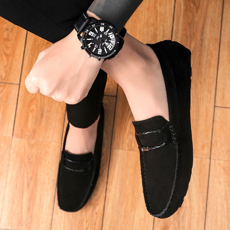 Advbridge Summer Men Loafers Sude Leather Casual Shoes Fashion Slip on Driving Shoes Breathable Moccasins Big Size 38-49 Leisure Walk