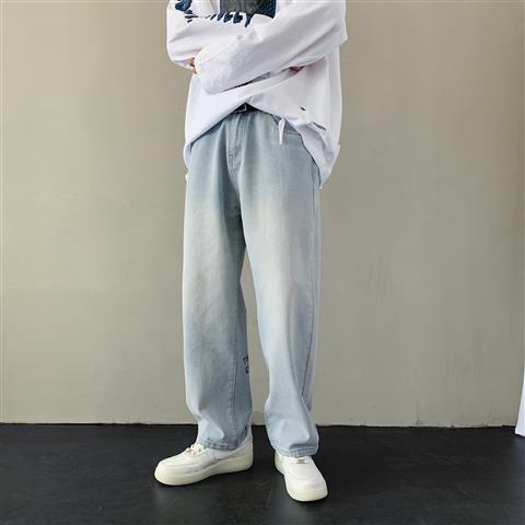 Advbridge Men Jeans light color jeans women autumn loose fit students wide leg pants Japanese fashion brand graffiti straight pants