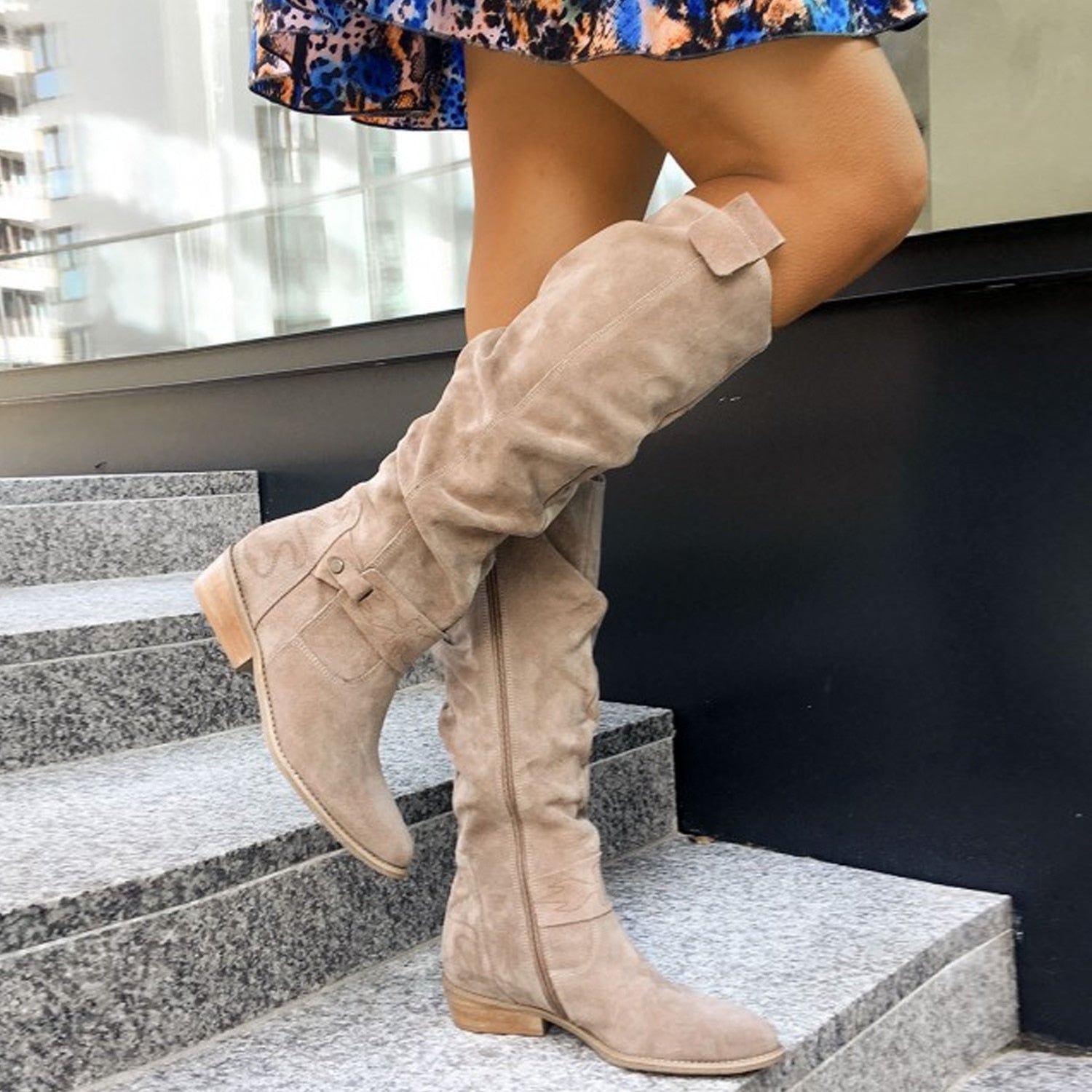 Advbridge Round Toe Boots Women New Shoes Zipper Sexy Thigh High Heels High Sexy Winter Footwear Luxury Designer Ladies Over-the-Knee