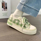 Advbridge Checkerboard Canvas Shoes for Wowen Spring New Thick Sole Casual All-match Sports Shoes Zapatillas Mujer