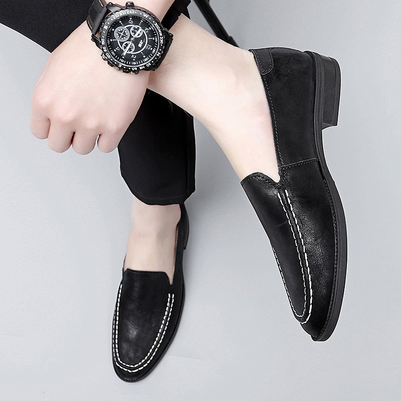Advbridge British Style Leather Shoes Men's Drive Ship Shoes Summer Breathable Soft-soled Small Leather Shoes Men's One-step Soybean Shoes