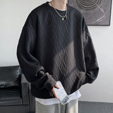 Advbridge Jacquard Men's Hoodies long-sleeved T-shirt Solid Color Loose Sweatshirt Casual Couple Basic New Soft senior Bottoming shirt Top