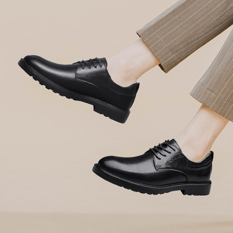 Advbridge New Fashion Men's Business Shoes Genuine Leather Classic Shoes Casual Lace-Up for Men Oxfords Male Shoes Men Wedding Dress Shoes